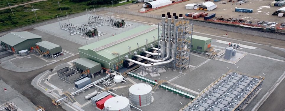 Aerial view of Port Moresby Power Station in Papua New Guinea where MTIS delivered pre-commissioning services